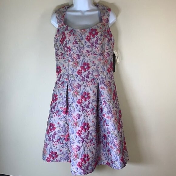 NWT. Aidan Mattox 6 Jacquard Open Back Flare Dress. - Picture 3 of 16